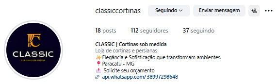 Perfil Instagram @classiccortinas
